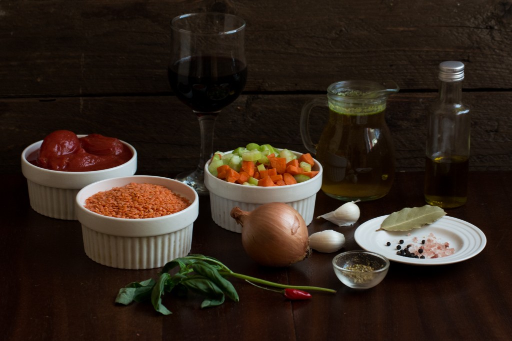 Lentils ragu - ingredients