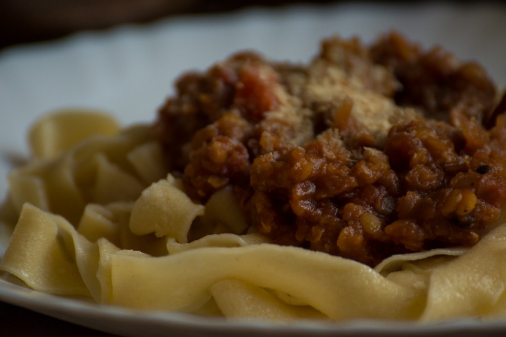 Lentils & tagliatelle