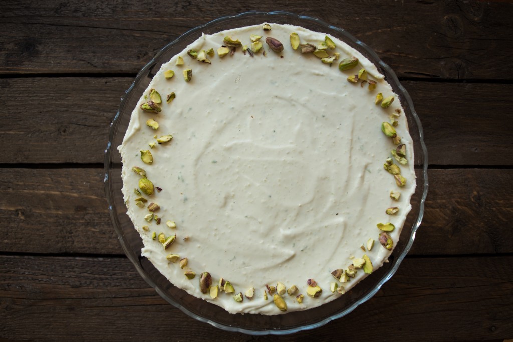 Lime cheesecake with pistachios