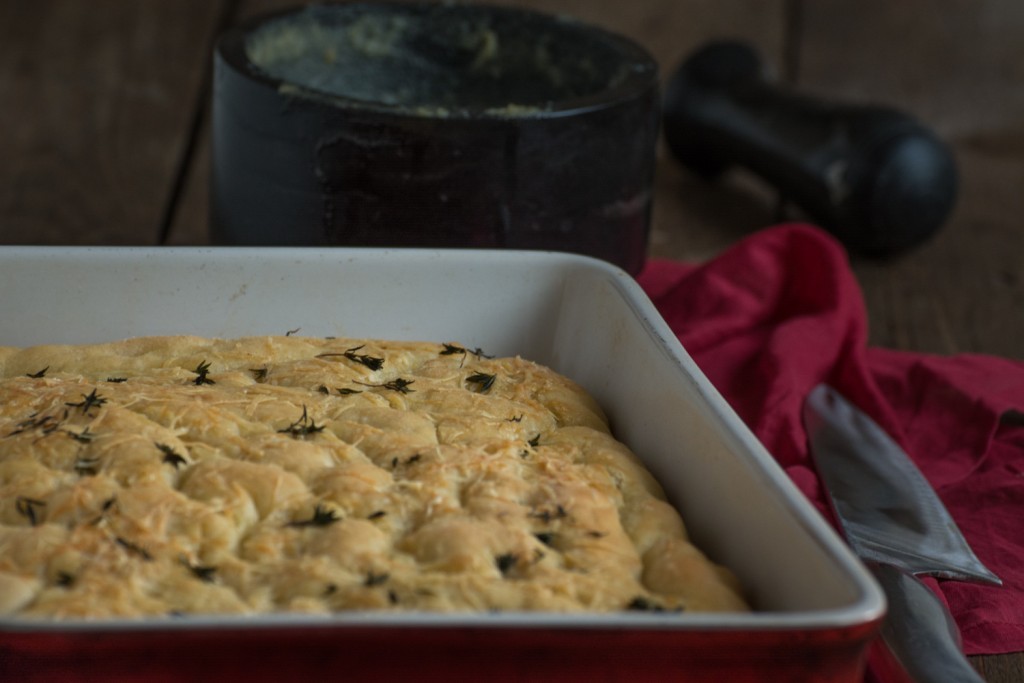 Baked focaccia