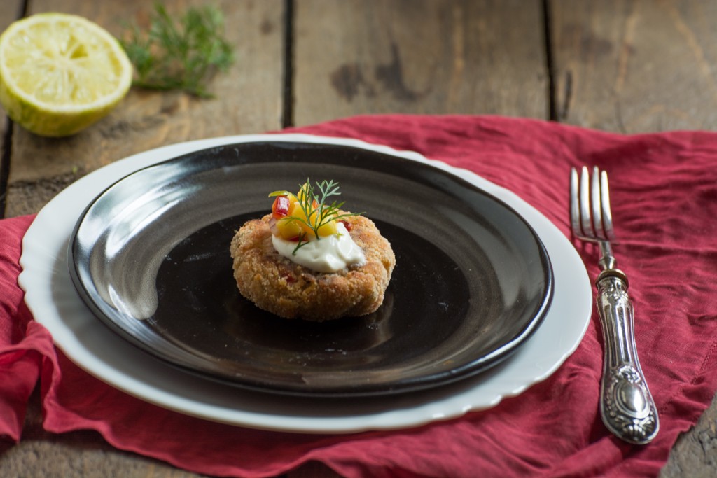 Salmon croquette - plating