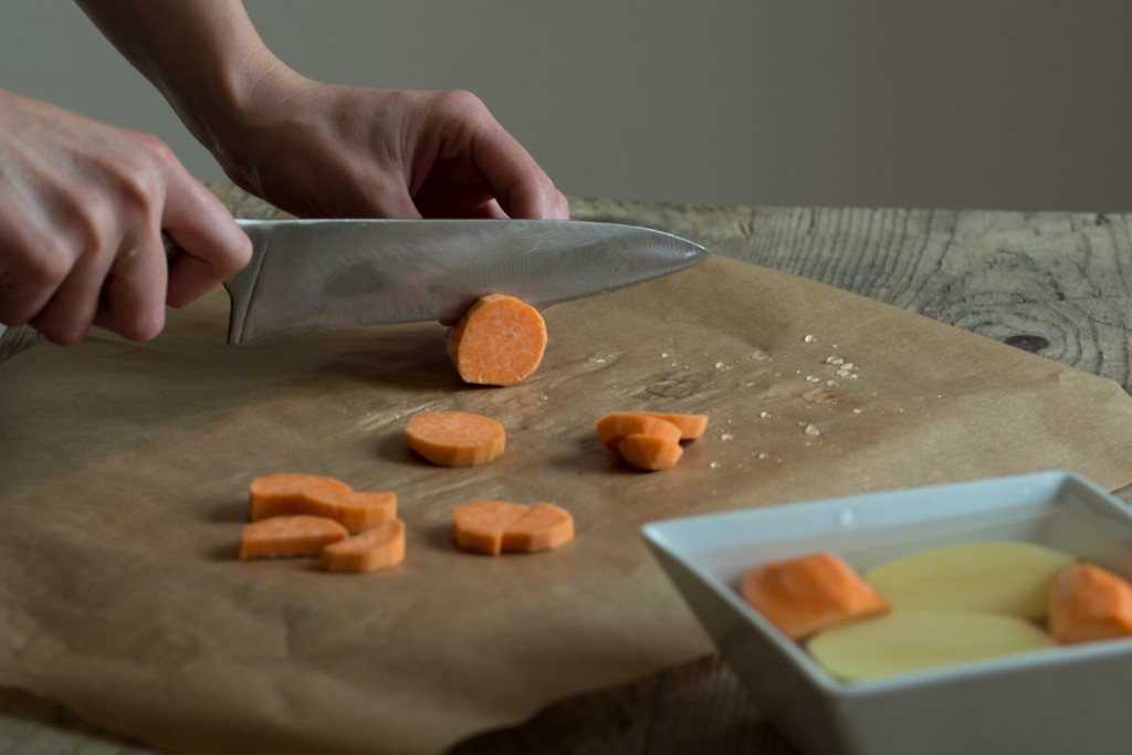 Slicing potatoes