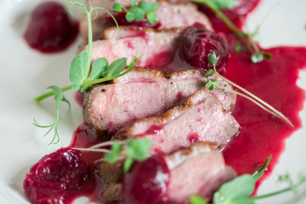 Duck & cherry sauce