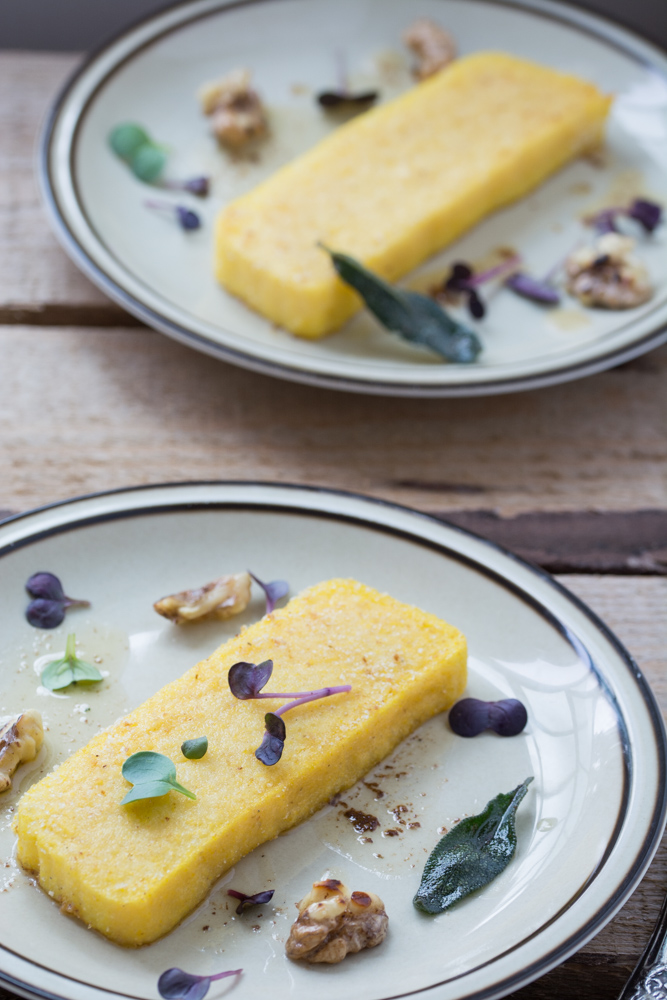 Baked Polenta with Butter, Sage and Walnut Sauce - vespresso