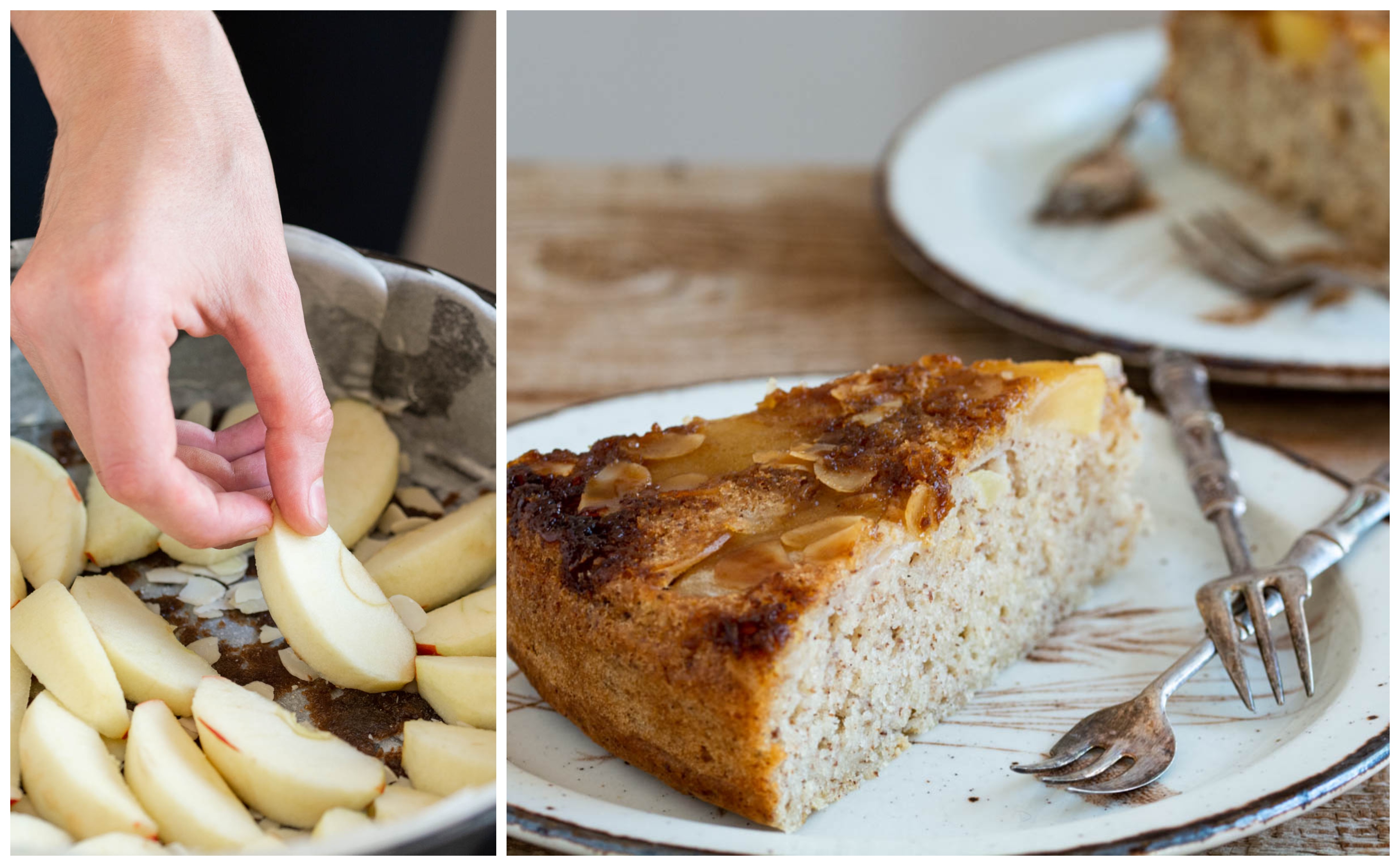Prăjitură răsturnată cu mere și caramel (vegan / de post)